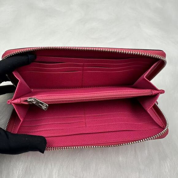 Coach Long Accordion Zip-around Wallet In Leather/Pink Magenta F54007 NWT - Picture 4 of 5